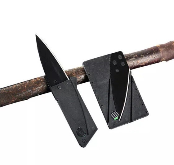 (1) Folding Thin Cardsharp Knife Black Razor Sharp, Credit Card Survival Tool