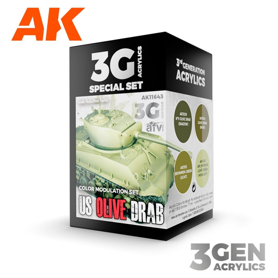 AK Interactive: US Olive Drab Modulation Set - Acrylic Paint Set - AK11643