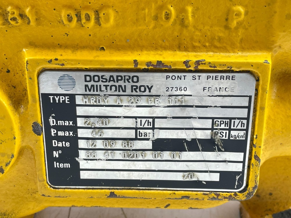 Dosapro Milton Roy MROY A 29 FR 111 Metering Pump Diaphrag Hydraulically Compact