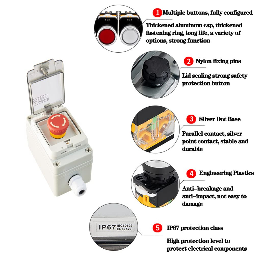 Emergency Stop Button with Box E-Stop Box Emergency Stop Switch with Estop Butto