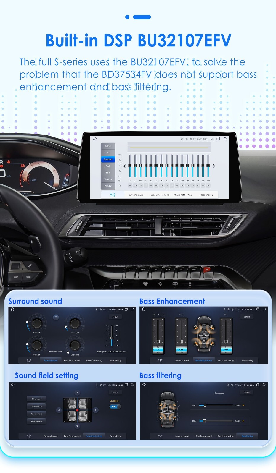 10.33” 6+64GB Android 8Core Single 1 DIN Apple Carplay Car Stereo Radio GPS DSP