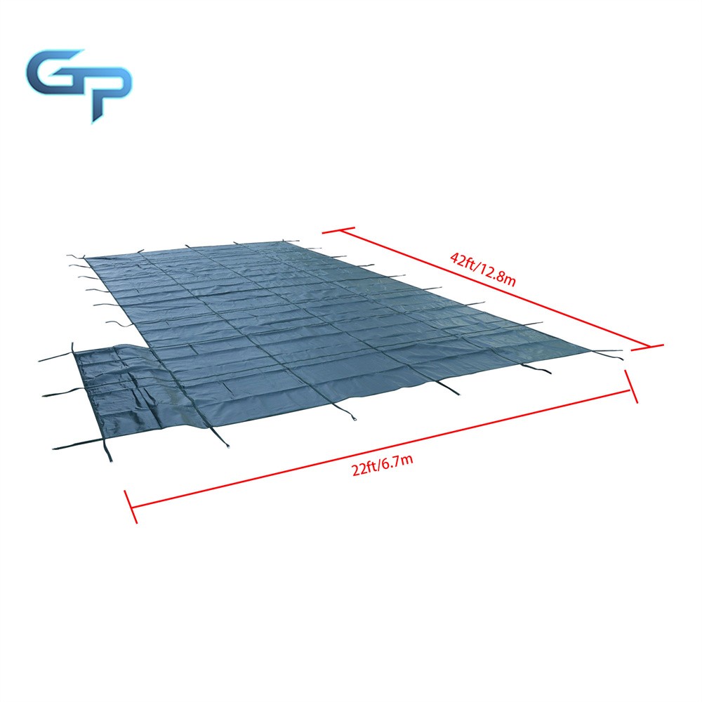 Solid Rectangular Pool Safety Cover With 4'x8' Right Step and Drain For 20x40FT