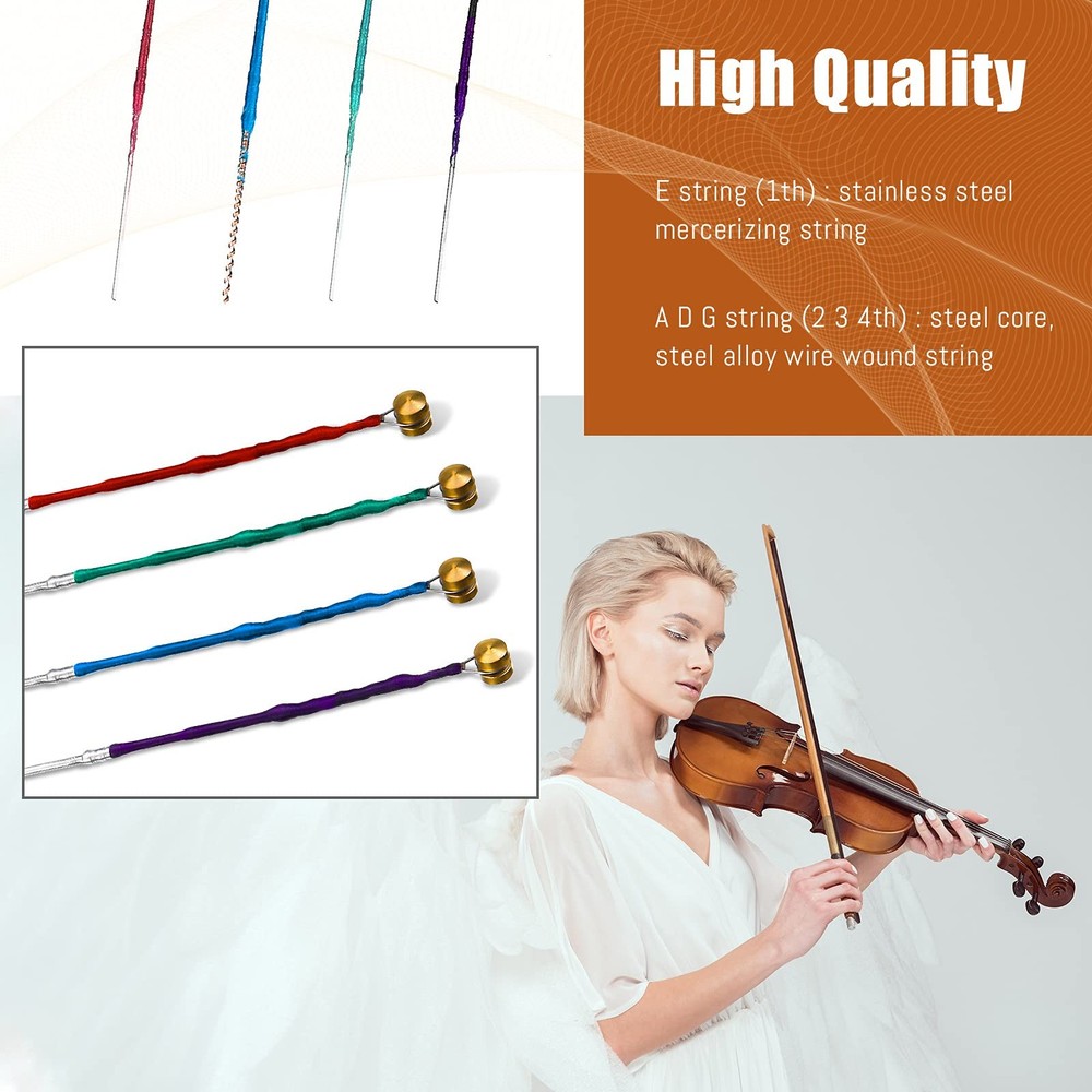 8 Pieces Violin Strings Universal Full Set (g-d-a-e) 4/4 Violin Universal Ste...