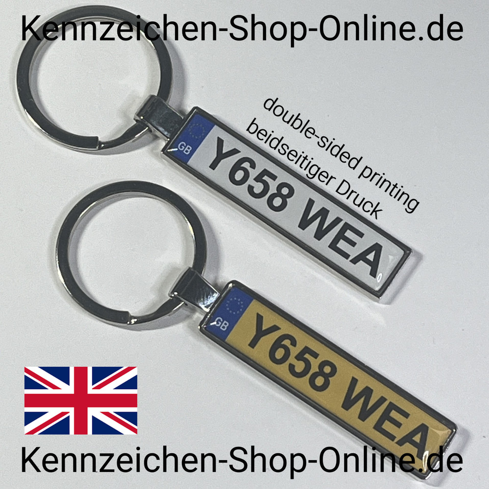 License Plate Keyring England Personalised