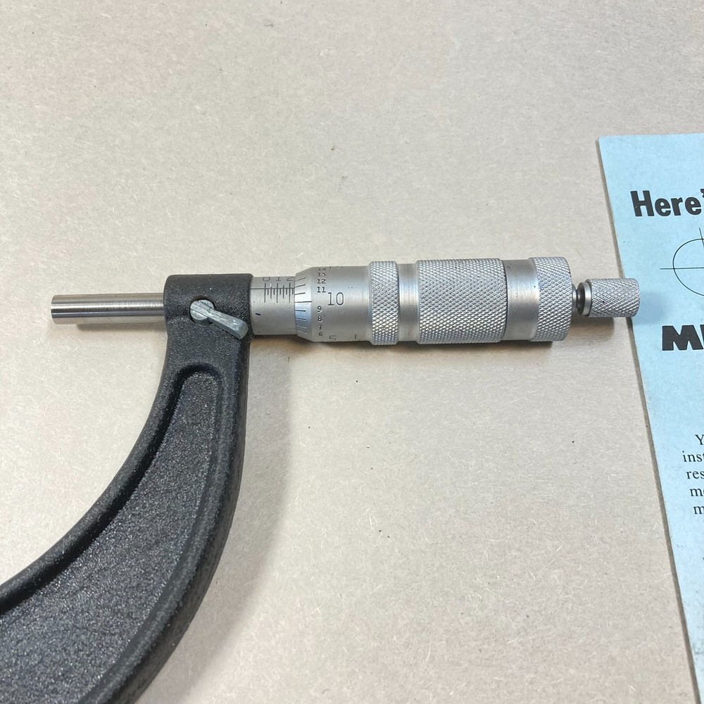 Central Tool 3"-4" Outside Micrometer Solid Frame Lock Nut Ratchet Stop w/ Box