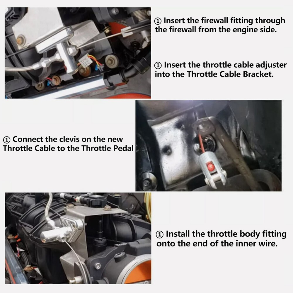 48'' Conversion Braided Throttle Cable Kit For Chevy LS1 Engine 4.8L 5.3L 5.7L