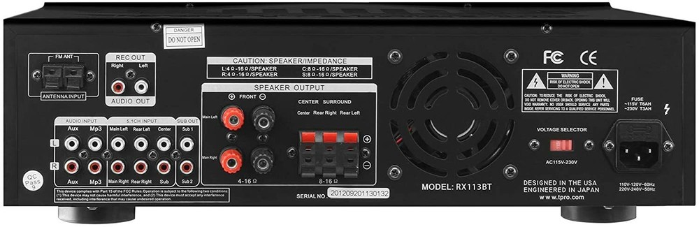 TECHNICAL PRO RX113BT 1500W Pro Bluetooth Surround Amplifier w Equalizer S&D