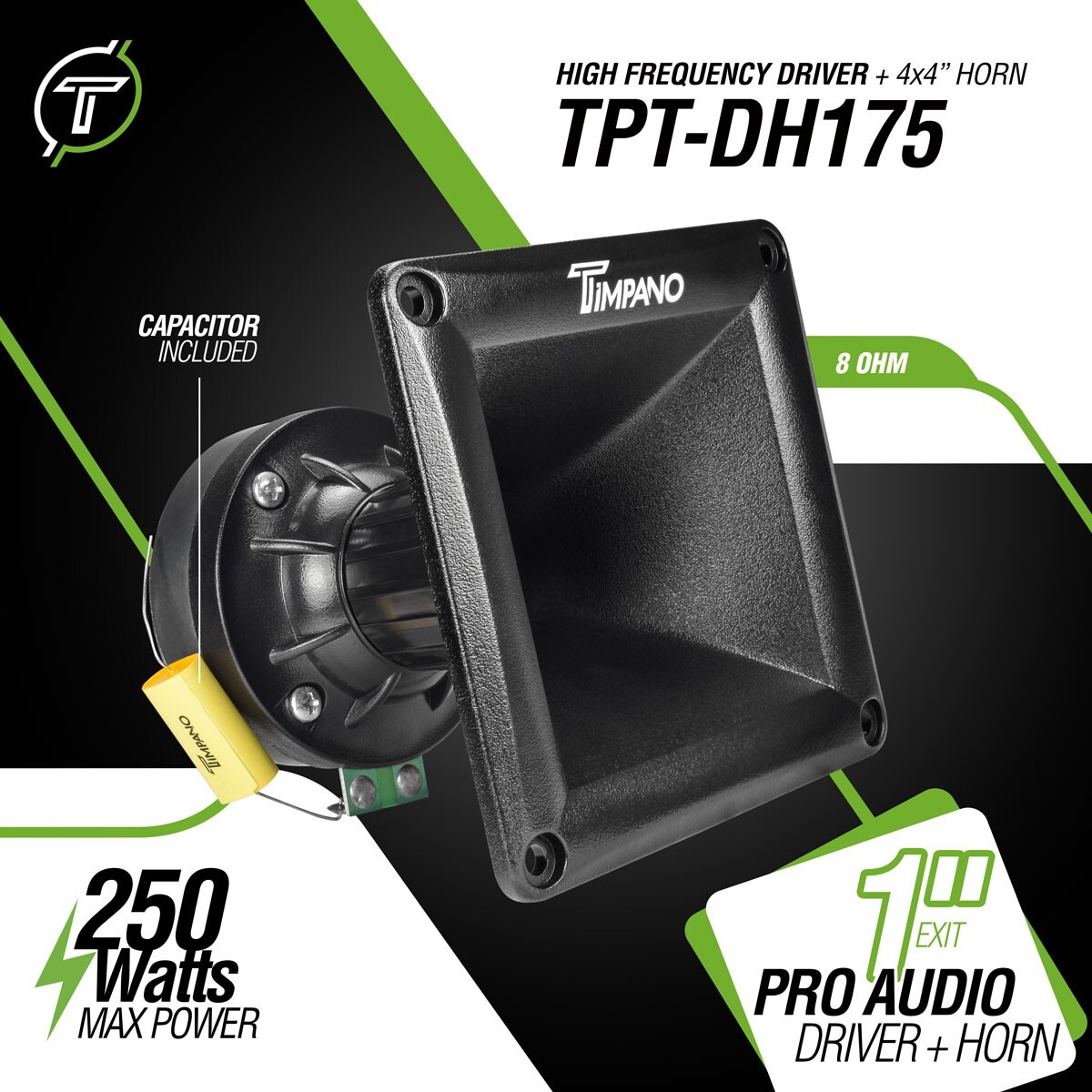 (2) TIMPANO TPT-DH175 1" EXIT HIGH FREQUENCY COMPRESSION HORN DRIVER 250W 8 OHM
