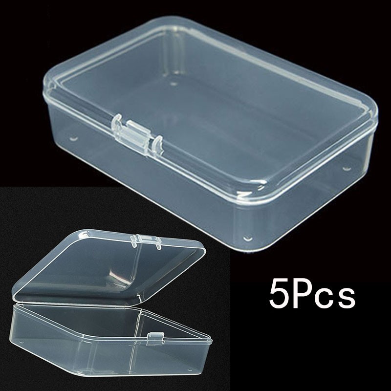 Plastic Box Rectangle Keeper Transparent Crafts Organizer 5pcs Storage