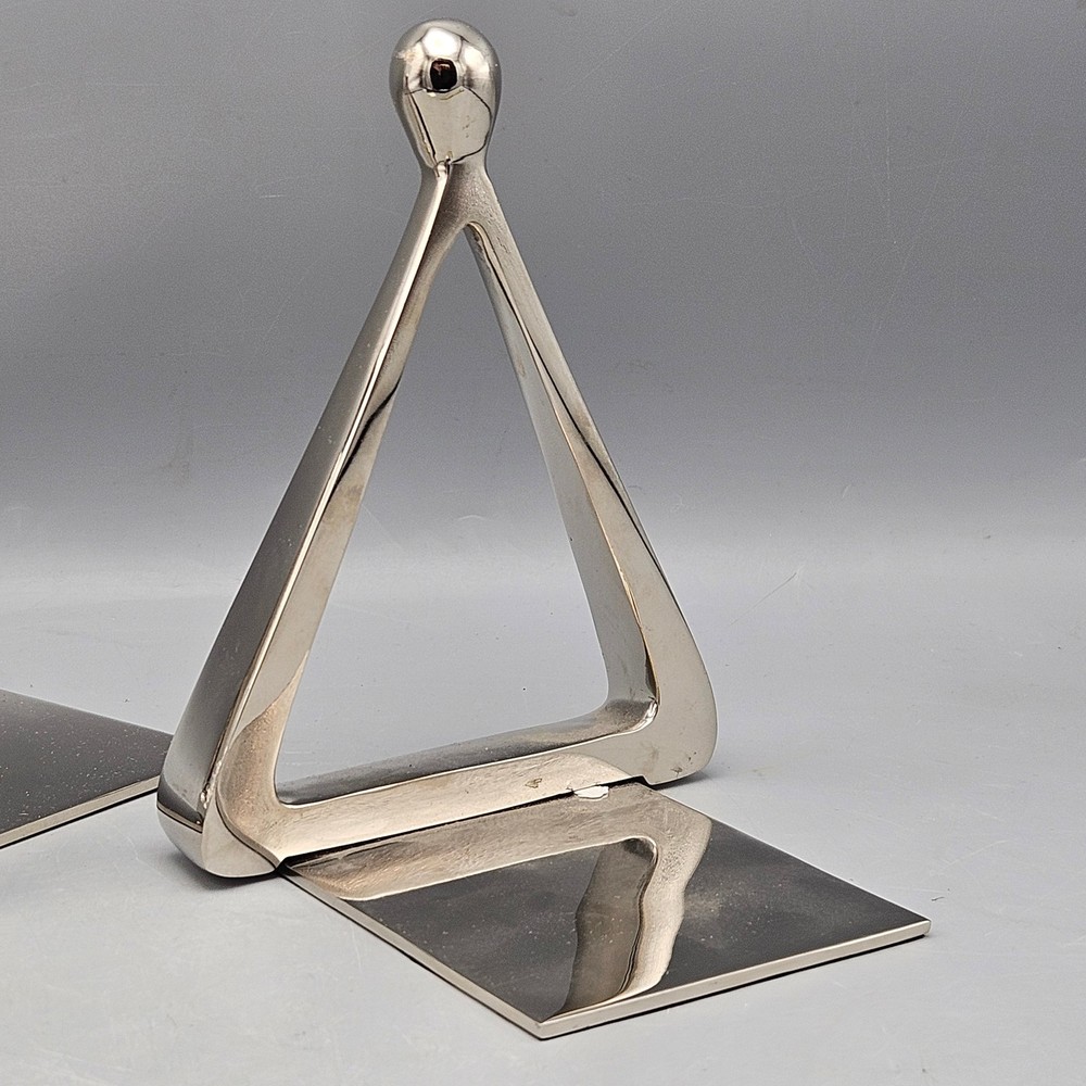 Pair Ben Seibel Style Chrome Stirrup Bookends