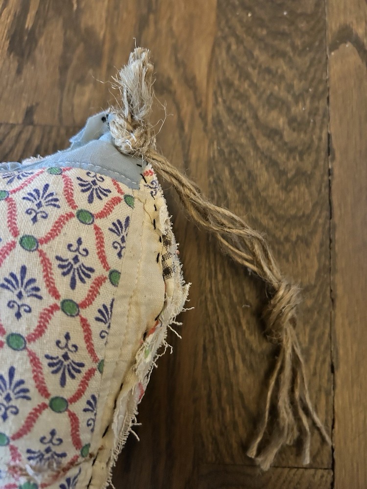 Stuffed Primitive Pig 9” From Feedsack Quilt