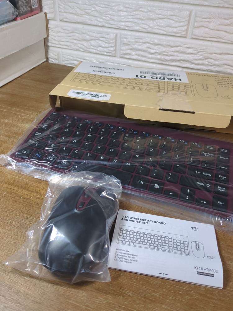 Maroon Black 2.4G Wireless Keyboard And Mouse Set With Receiver