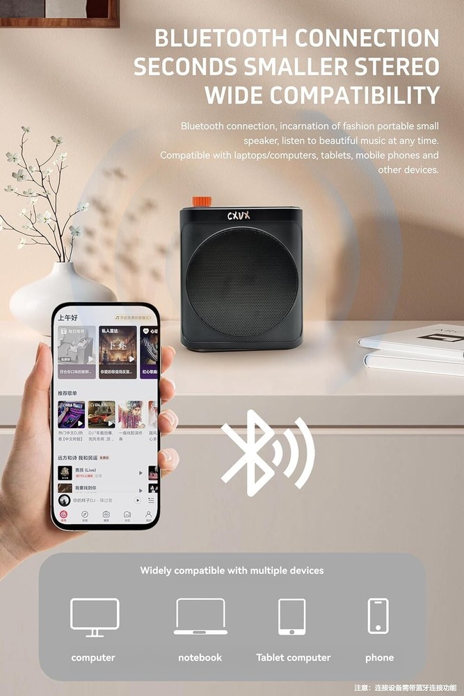 Wireless Voice Amplifier with Wireless Lavalier Microphone and Portable Speaker