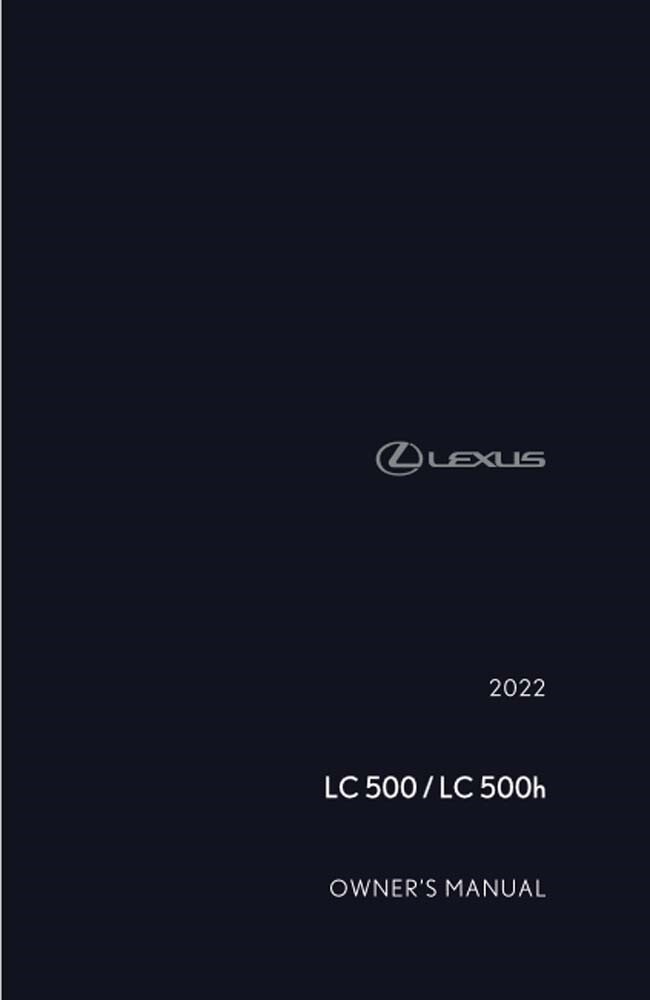 2022 Lexus LC 500, 500H Owner's Manual