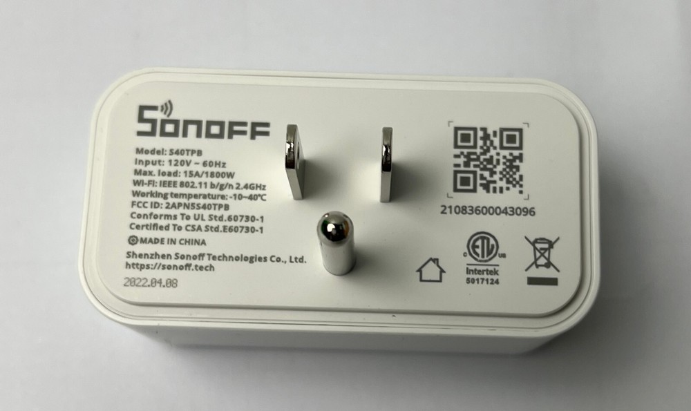 SONOFF S40TPB WiFi Smart Plug Outlet Timer Switch Works With Alexa & Hey Google