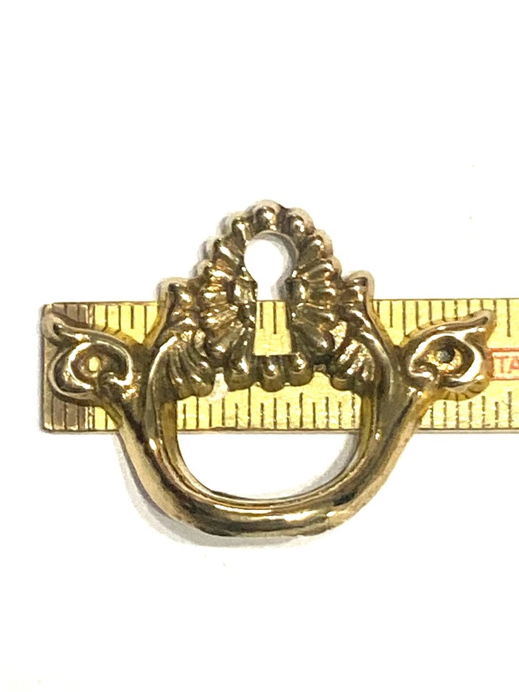 Drawer Pull With Horizontal Keyhole Floral Cast Brass Handle Small