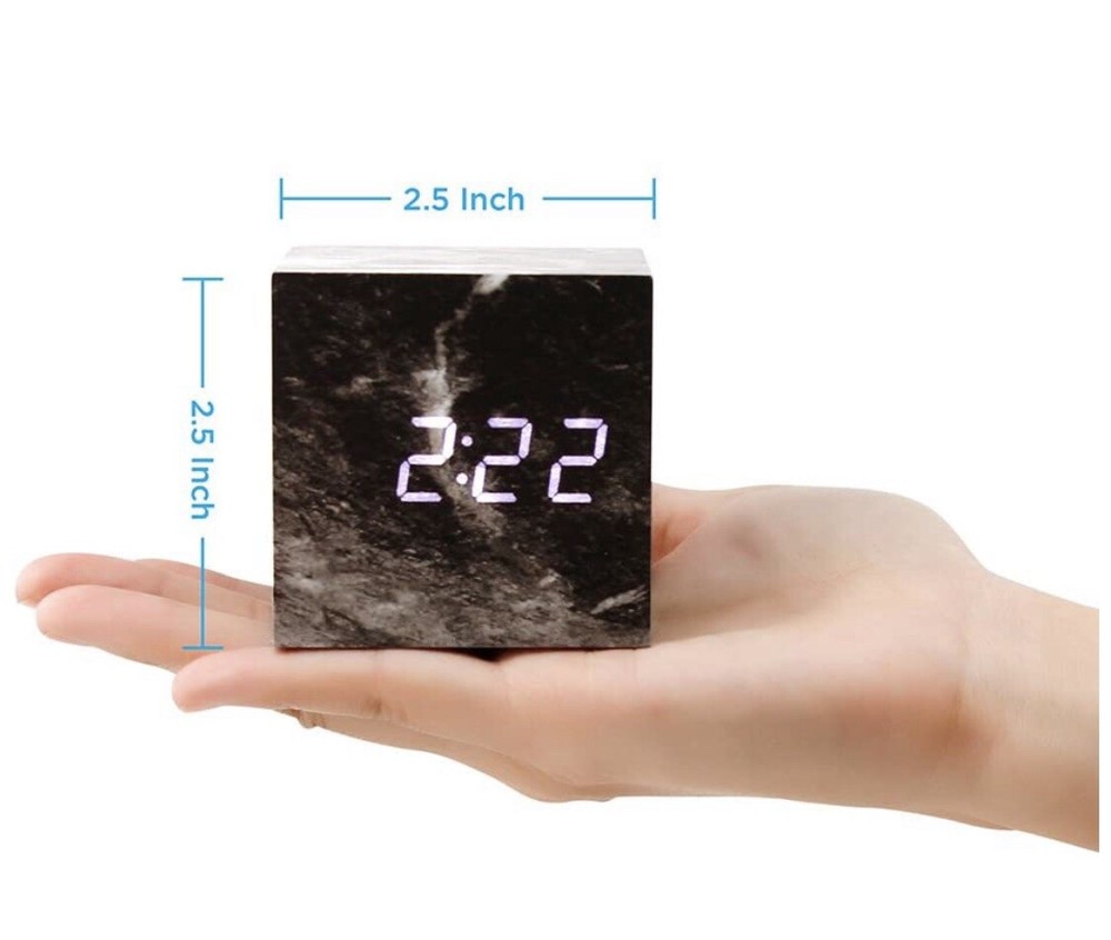 Oct17 Marble Pattern Alarm Clock,Multi-Function LED, USB Power Supply, Timer