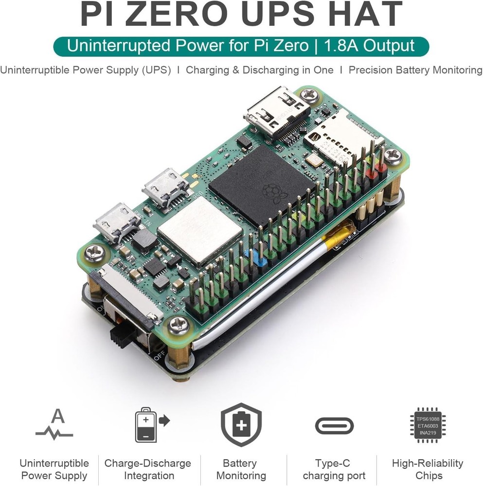 Pi Zero UPS HAT A Uninterruptible Power Supply Board Raspberry Pi Zero W/ I2C