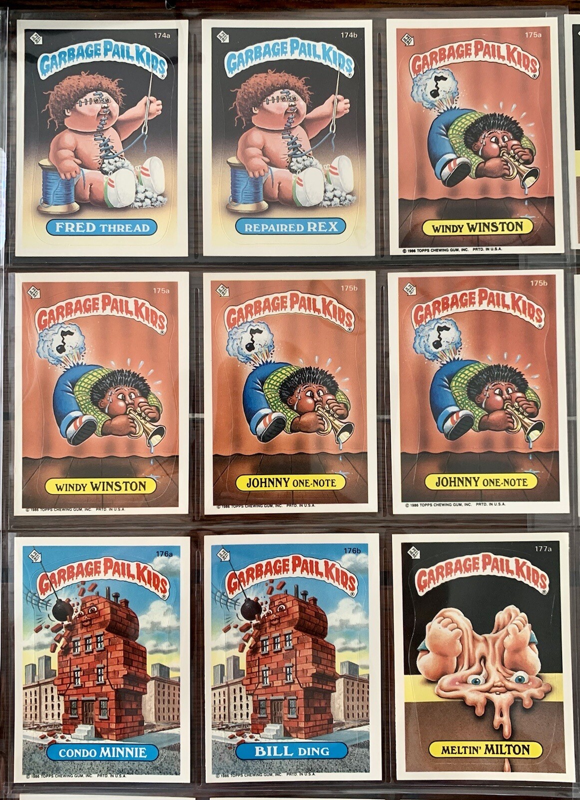 1986 GARBAGE PAIL KIDS OS5 ORIGINAL SERIES 5 COMPLETE 88 CARD VARIATIONS SET.