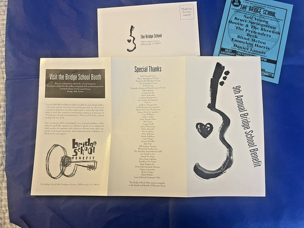 9th Bridge School Benefit - Handbill Progam Neil Young Springsteen 1995