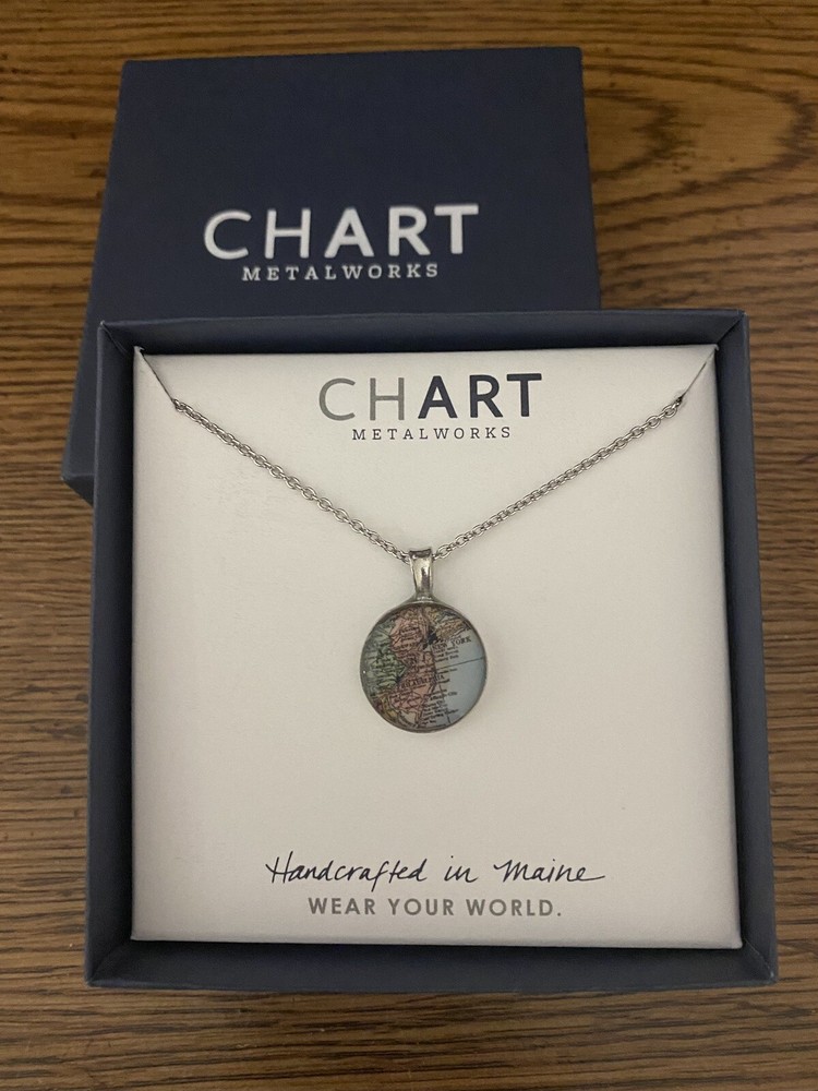 New Jersey Antique Map Necklace