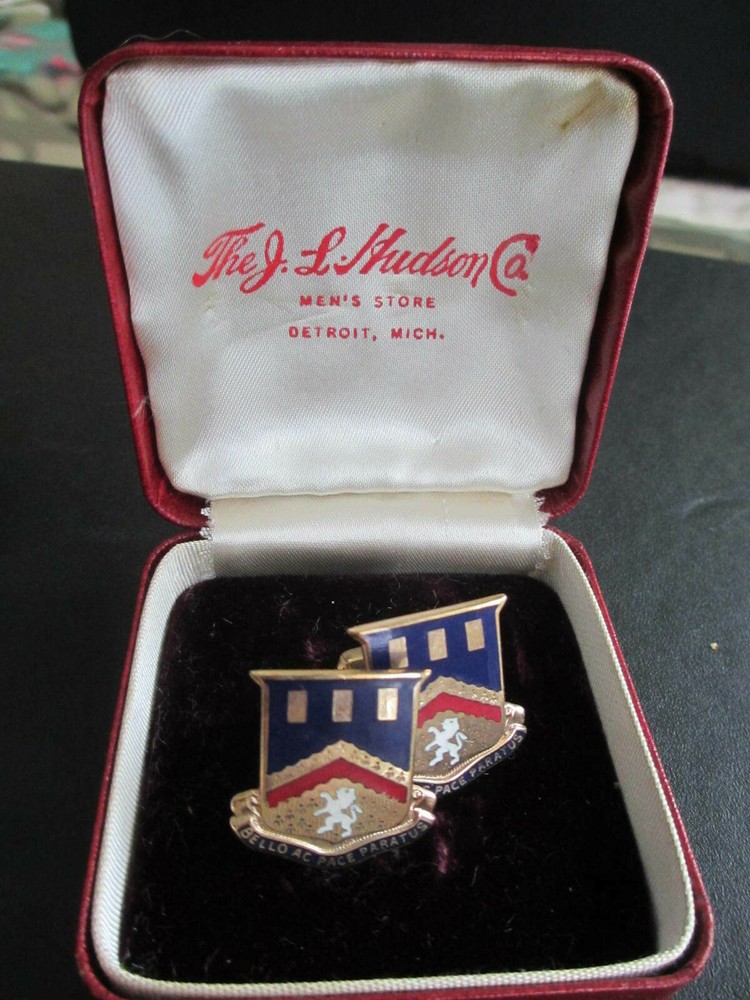 WWII 112th Engineer BN Bello AC Pace Paratus DI Unit Cufflinks Set *