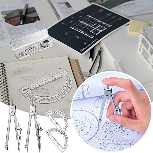 Set Student Protractor and Compass Set, Student Geometry Math Set, Compass 2