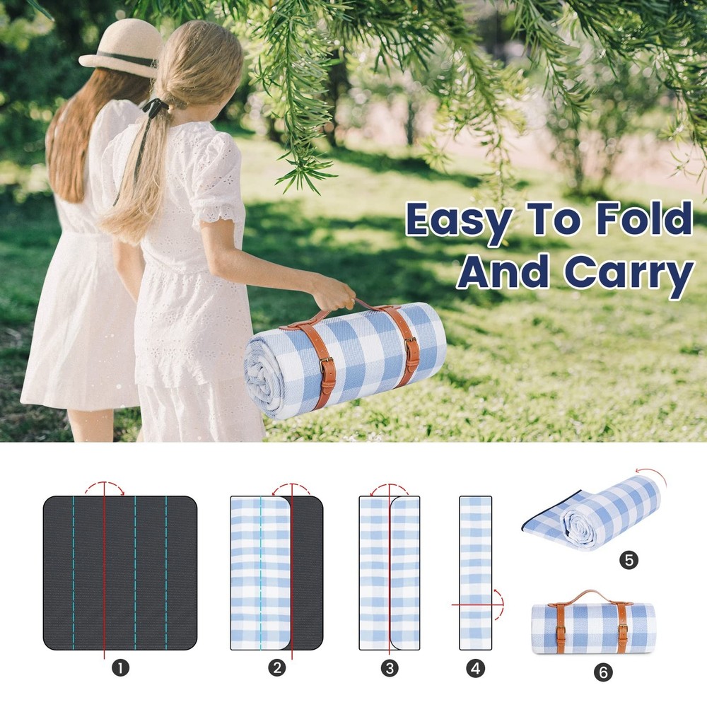 sapsisel 80”x 80” Picnic Blanket Extra Large, Waterproof and Foldable Beach B...