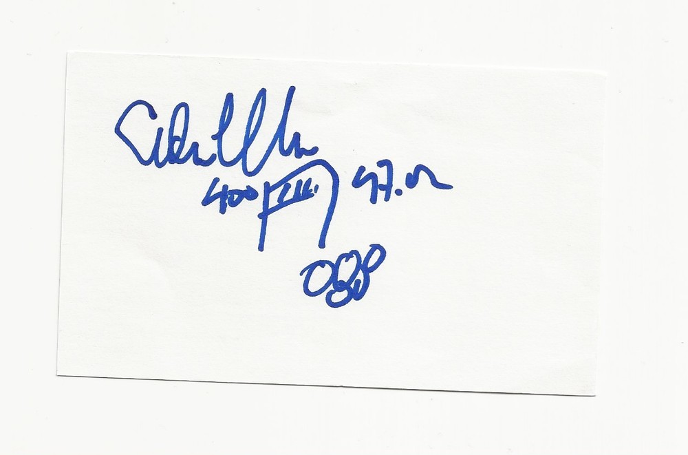 EDWIN   MOSES    USA      AUTOGRAPHED    3X5     NOTECARD