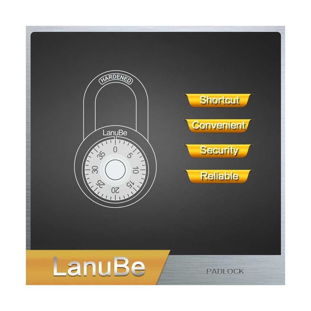 Lock Standard Dial Combination Lock, 2 inch. Wide, with Different Combination...