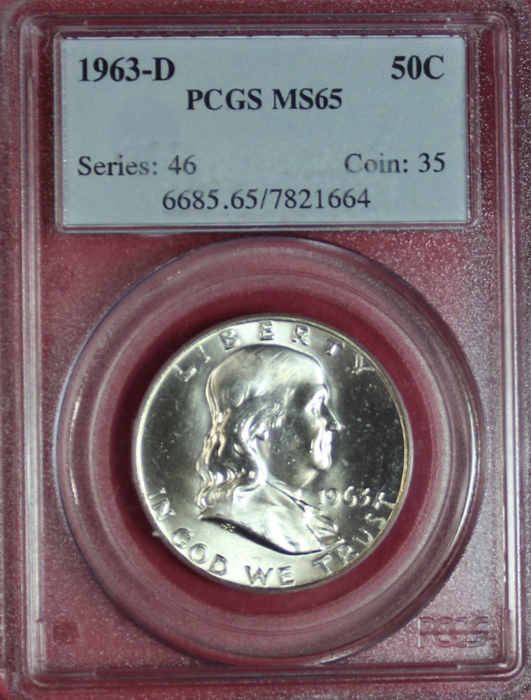1963-D FRANKLIN HALF DOLLAR PCGS MS65