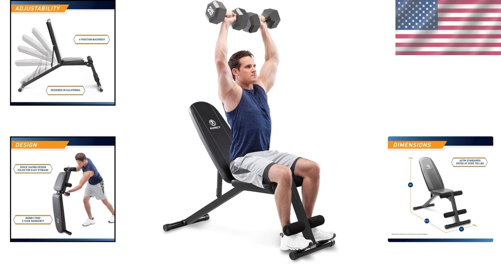 Marcy Adjustable Utility Bench for Full-Body Workouts