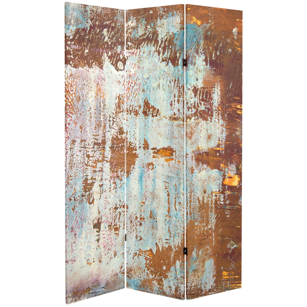 6 ft. Tall Double Sided Rust Canvas Room Divider