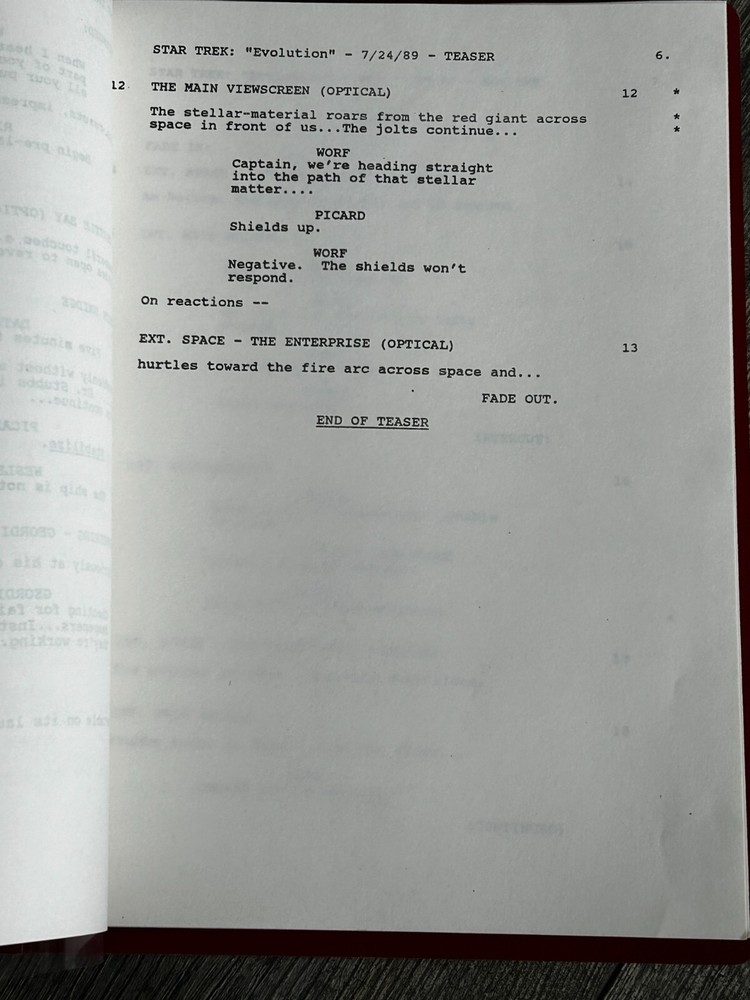 STAR TREK Script The Next Generation Evolution Revised Final Draft July 24 1989