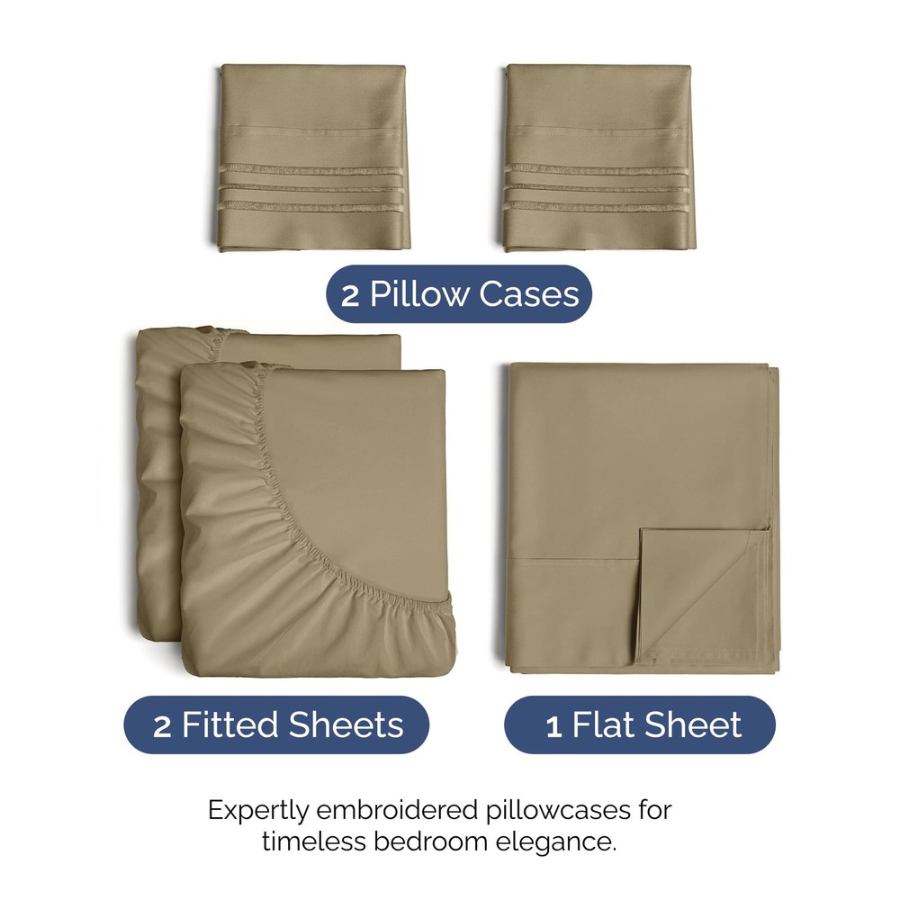 Split King Size 5 Piece Sheet Set - Comfy Breathable Cooling Bed Sheets Set ...