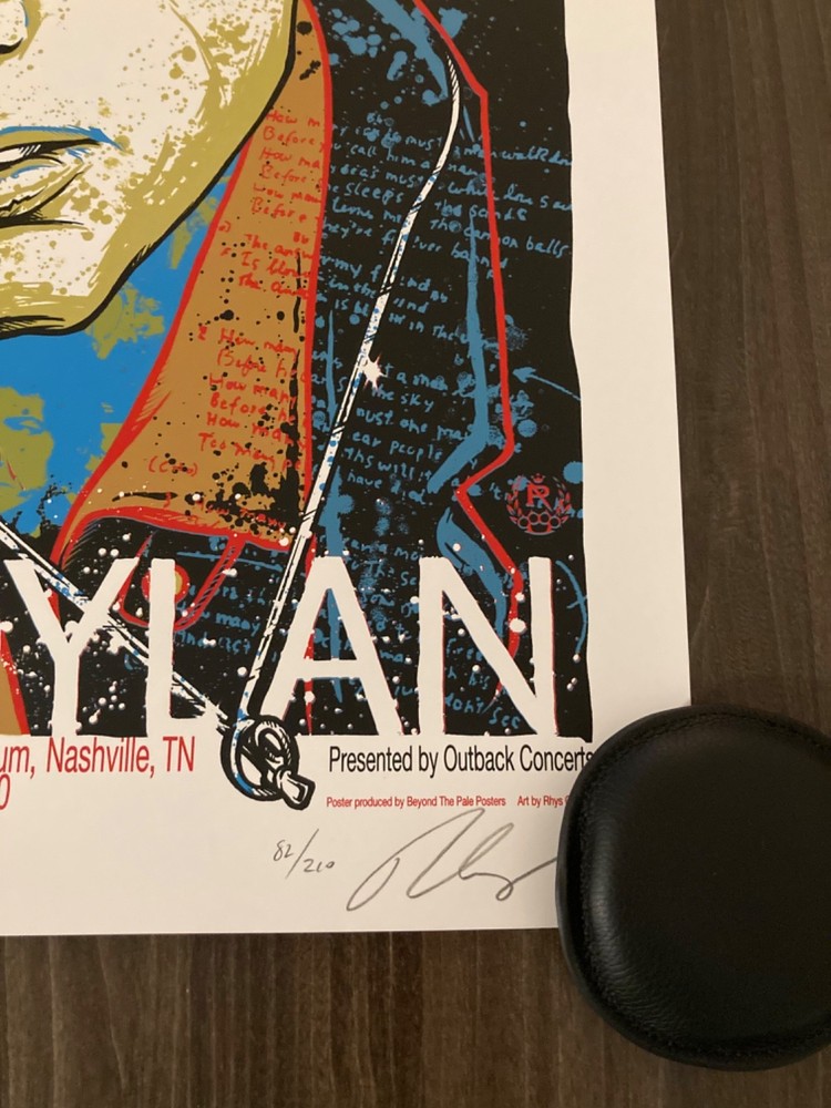 Bob Dylan Official Concert Poster Nashville TN 2010 Signed Numbered Rhys Cooper