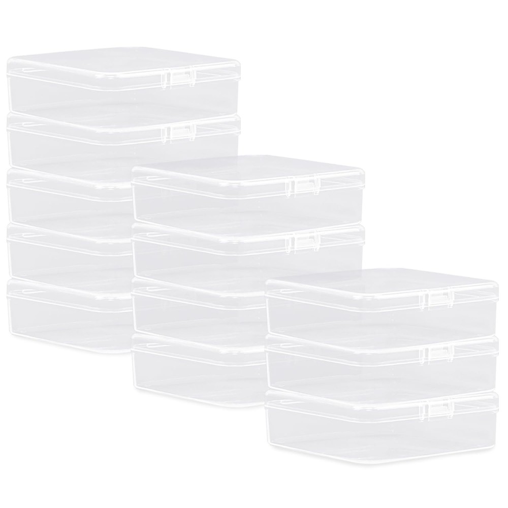 12 Pack Small Clear Plastic Storage Containers with Lids,Beads Storage Box wi...
