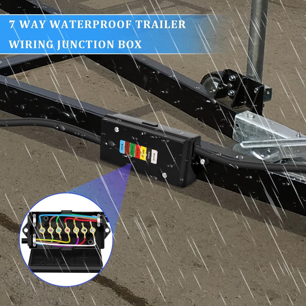 2 Set 7 Way Trailer Junction Box Weatherproof 7 Gang Color Coded Solid Studs ...