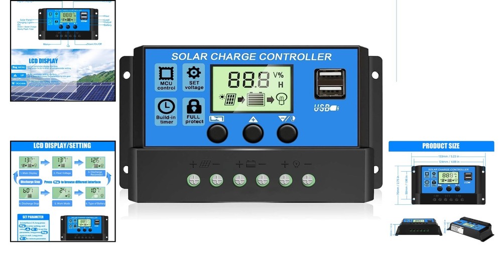Reliable 30A Solar Controller with Bright LCD, Multiple Load Modes, Easy Setup
