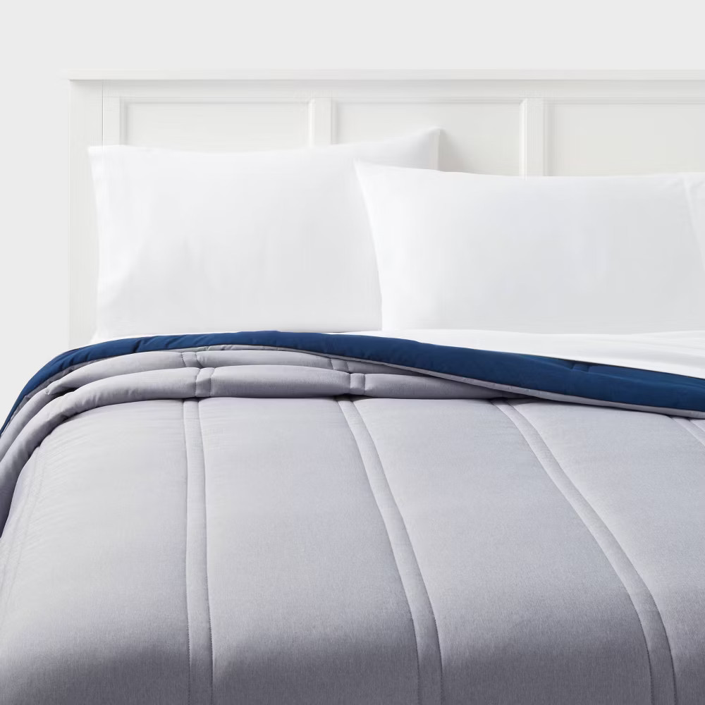 King Lofty Microfiber Comforter Dark Blue Denim Heather - Room