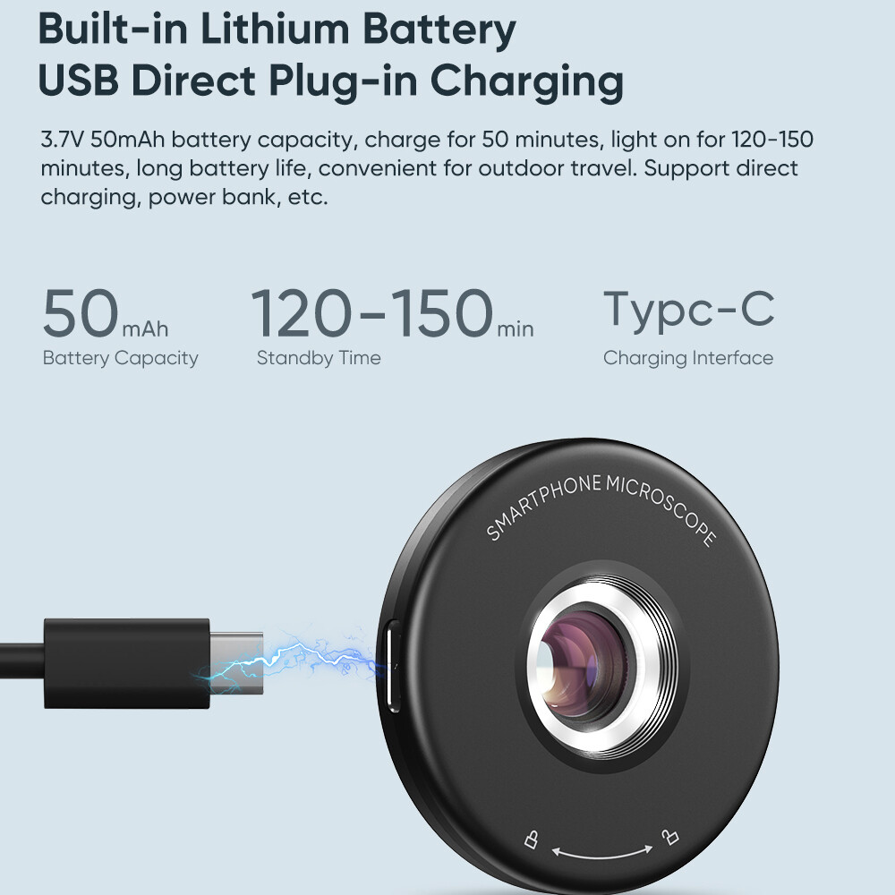 Phone Macro Lens 100X Magnification Microscope for Android/iPhone with LED Light