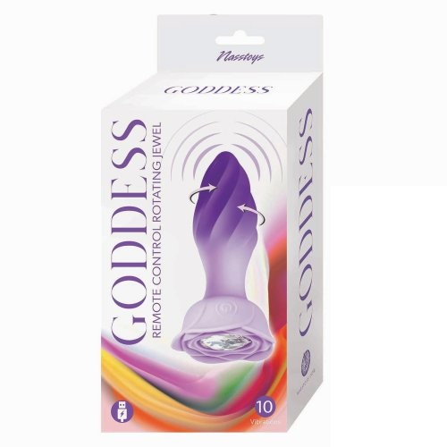 Goddess Remote Controlled Rotating Jewel Butt Plug - Purple