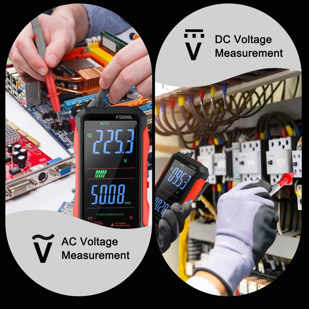 FS899L Digital Multimeter with Color Screen, USB C Rechargeable Electrical Te...