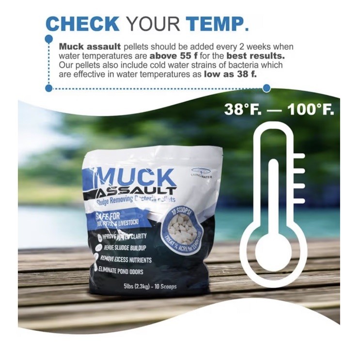 Muck Assault Sludge Removing bacteria Pellets 5lb Bag For Ponds