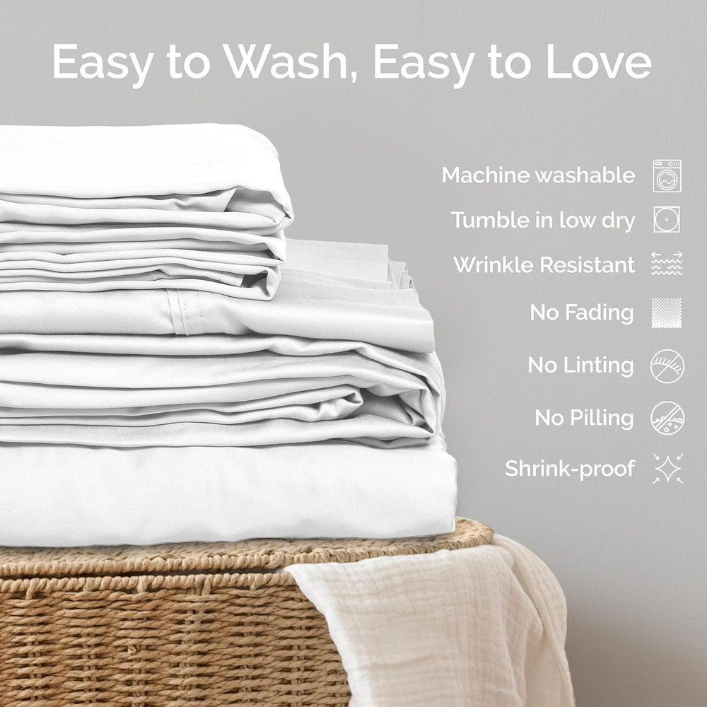 Cooling Bamboo Sheets Set with 2 Pillowcases - Soft & Hypoallergenic