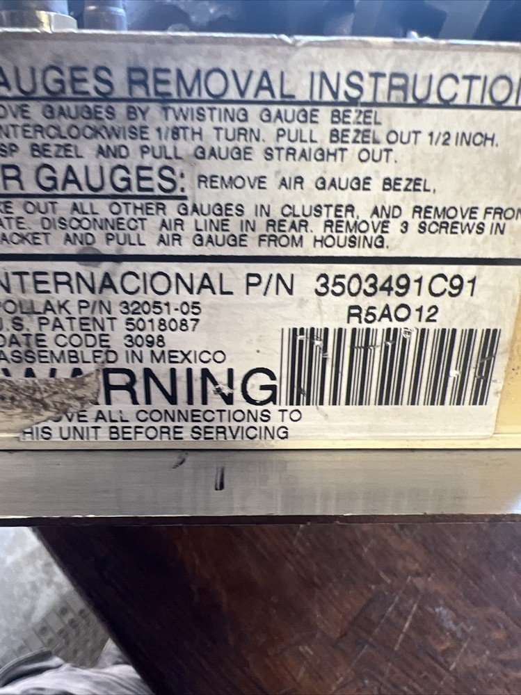 INTERNATIONAL DASH PANEL, GAUGE PANEL 3503491C91 -