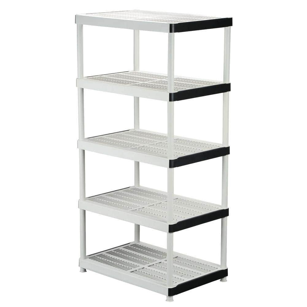5-Tier Easy Assembly Multi-Purpose Plastic Garage Storage Shelving Unit in Gray