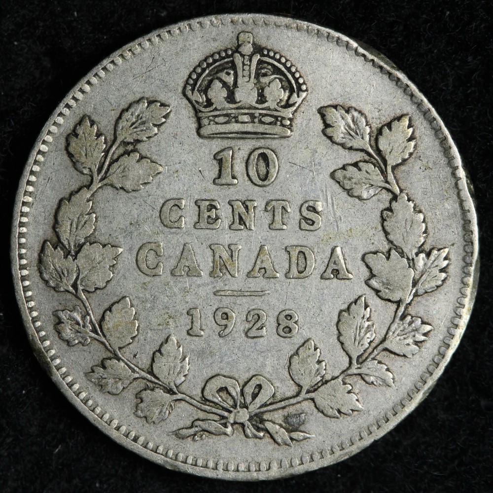 1928 Canada 10 Cents XF E228 T