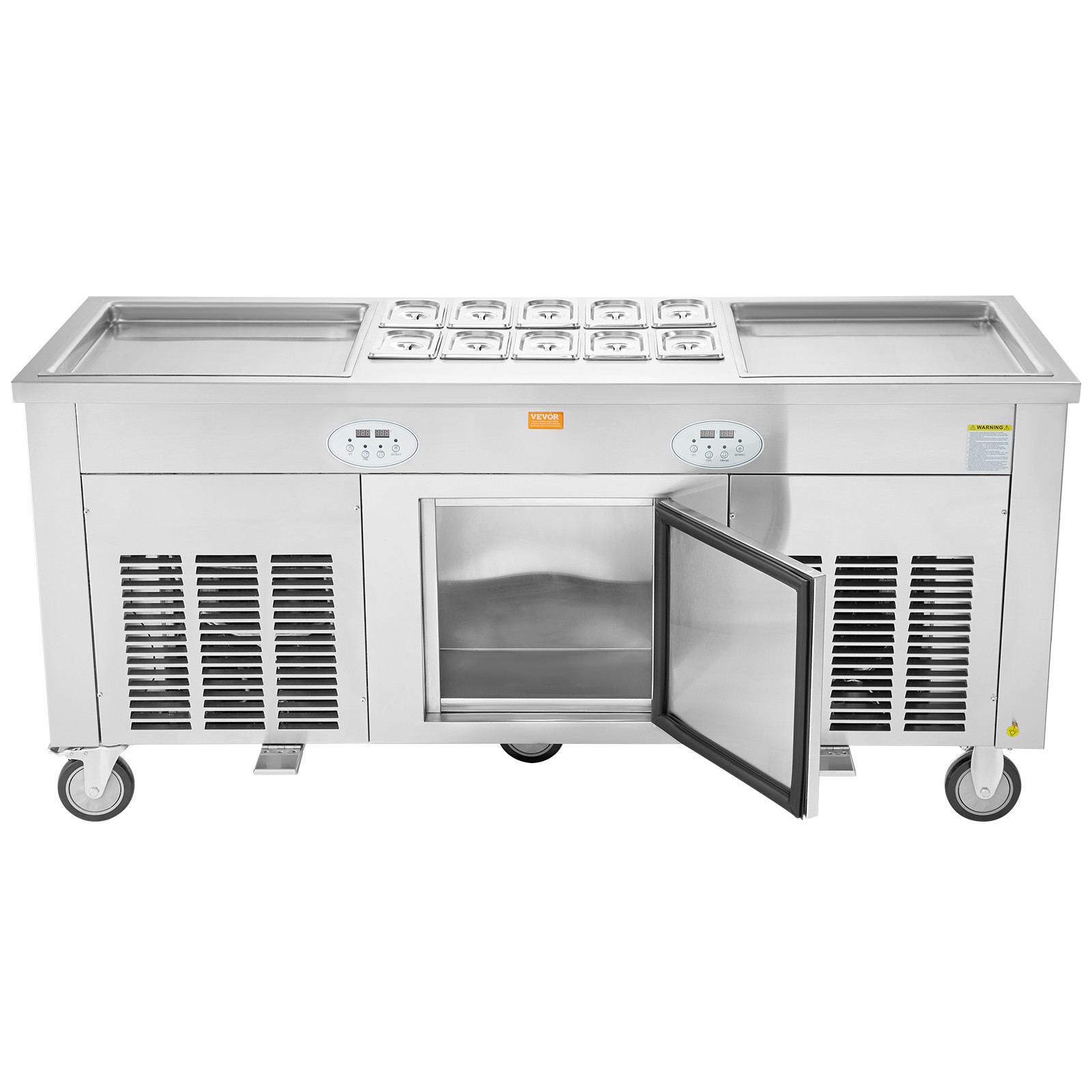 VEVOR Fried Ice Cream Roll Machine Rolled Ice Cream Maker 17.7x17.7 inch 2 Pans