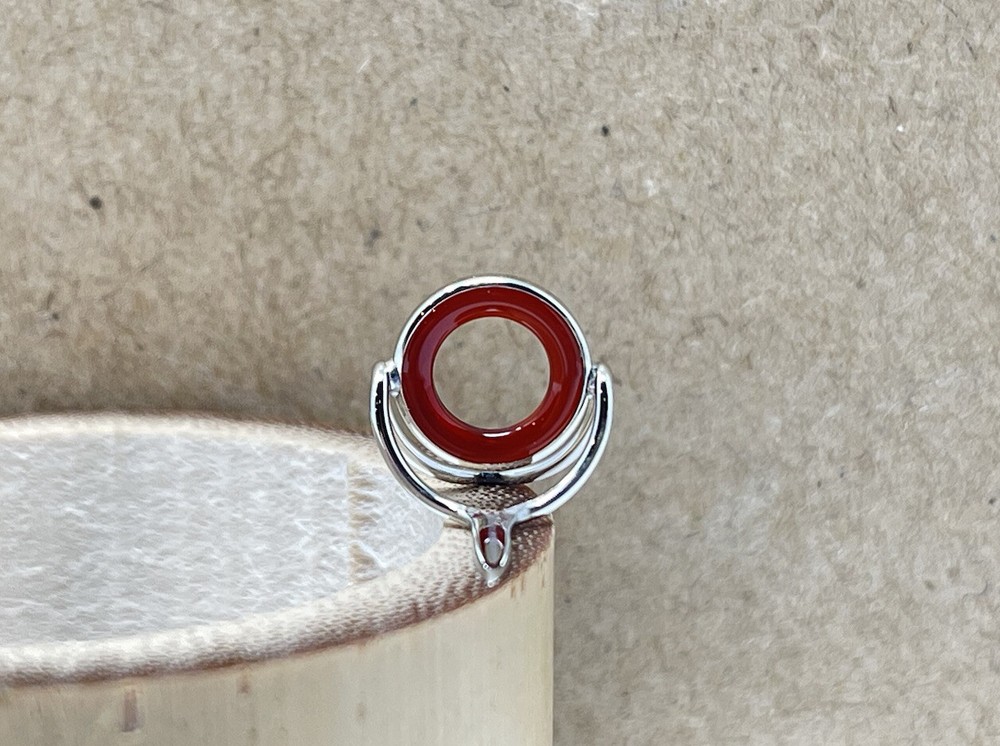 10mm Red Agate Fly Rod Stripping Guide / Bright Nickel Silver Frame